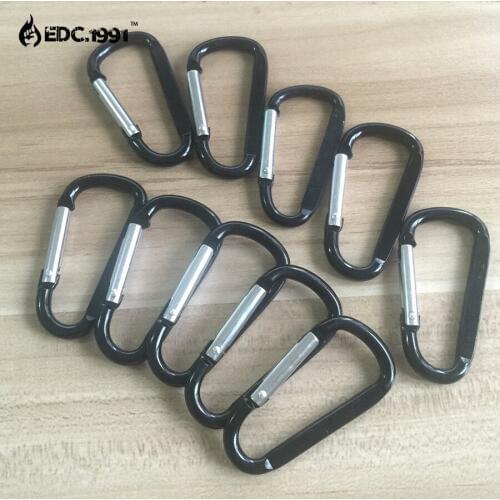 10Pcs Black Aluminum Spring Carabiner Snap Hiking Camping Bag Hook Hanger Keychain Hiking Accessory