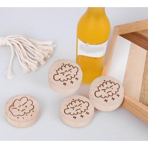10 PCS Wooden Round Shape Bottle Opener Coaster Fridge Magnet Decoration Beer Bottle Opener