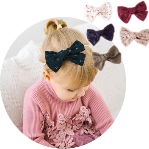 10pcs/lot Cotton Linen Hair Ties Baby Bows Nylon Headbands or Hair Clips Hairpins For Girls Toddler Baby Hair Accessories