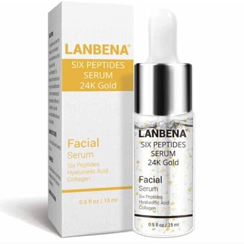 LANBENA Vitamin C 24K Gold Six Peptides Serum Face Anti-Aging Wrinkle Moisturizing Whitening Skin Care