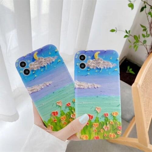 Retro Art Oil Painting Landscape Flowers Phone Case For iPhone 11 Pro Max X XR XS Max 7 8 Plus SE cute silicone soft Back Cover