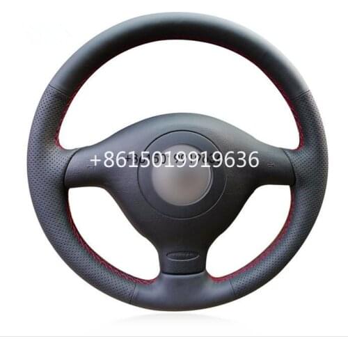 Black Leather DIY Steering Wheel Cover for Volkswagen Golf 4 1998-2004 Passat B5 1996-2005 Polo Seat Leon Skoda Fabia