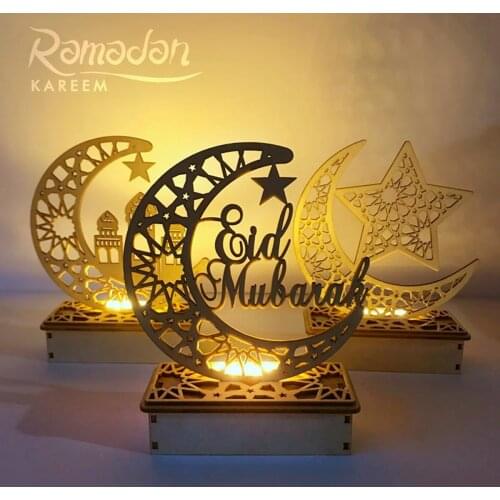 FENGRISE EID Mubarak Wooden Pendant Ramadan Decoration For Home Islamic Muslim Party Decor EID Gifts Abaya AL Adha Kareem