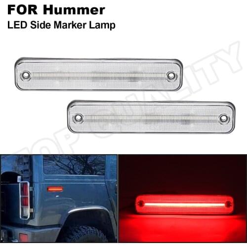 For 2003 2004 2005 2006 2007 2008 2009 Hummer H2 25952319 LED Rear Side Marker Light Red Side Fender Marker Lamps Clear Lens