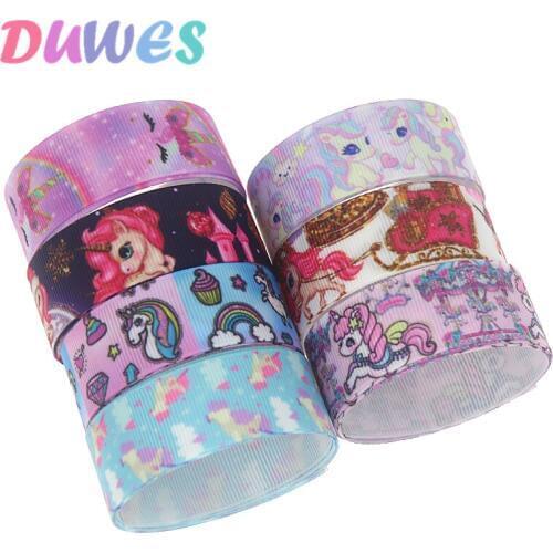 DUWES 50yards horse Printed Grosgrain Ribbon Accessory Hairbow Headwear Decoration DIY Wholesale OEM D1199