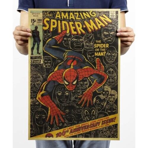 Marvel Figures Toys Iron Man Captain America The Avengers 4 Vintage Kraft Paper Home Decor Art Retro Prints Boys Toy Figures