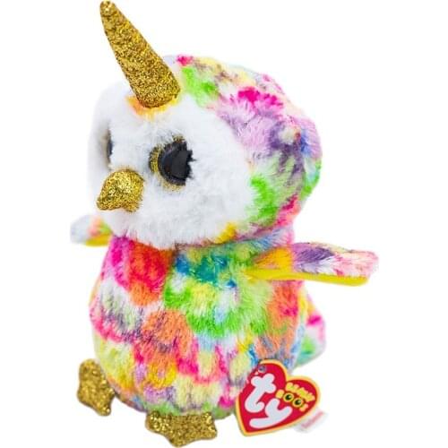 New 6 ‘’15cm Ty Beanie Stuffed Animals Doll Enchanted the Owl With Horn Collectible Plush Animal Toys Big Eyes Soft Toys Gift
