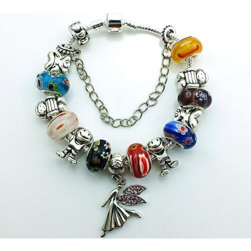 JINGLANG European Style Murano Ceramic Beads Fashion Ancient Silver DIY Angel Charm Bracelets For Women SL5712