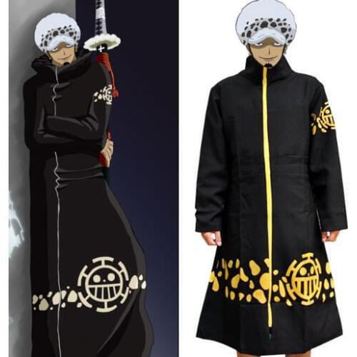 One Piece Trafalgar Law Coat Hat 2 years later Cosplay Costume Black
