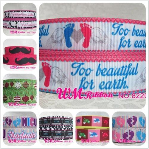 Q&N OEM ribbon 7/8inch 22mm OEM footprint printed grosgrain ribbon 50yds/roll free shipping for headband hair bow