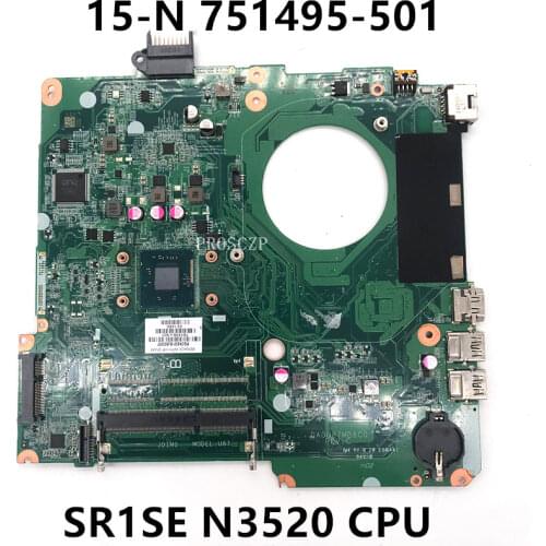 Free shipping For HP 15-F 14-N 15-N Laptop motherboard 751495-501 DA0U87MB6C0 With SR1SE N3520 CPU 100% working well