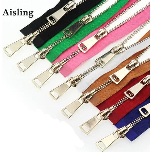 1piece 70/90CM Metal Zipper With Double Sliders Copper Zipper For Down Jacket Coat Clothing Zipper Repair Brass Tooth D673