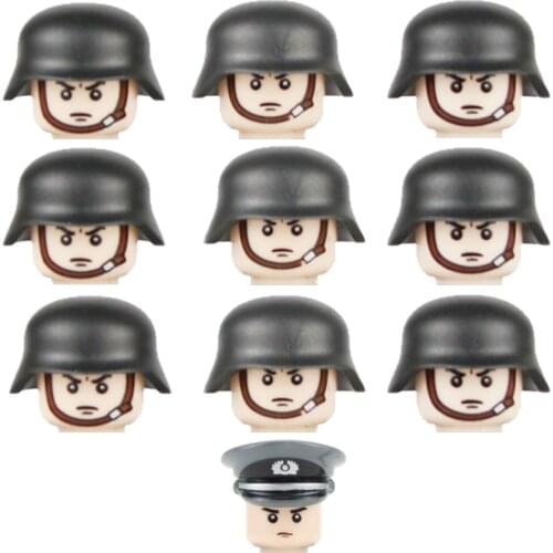 WW2 Army Infantry Unit Soldier Figures Accessories Building Blocks Military Army Germany Machine Gunner Helmet Guns Bricks Toys