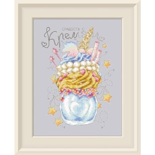 Delicious cold drink cross stitch kits icecream pattern design 18ct 14ct 11ct silver canvas embroidery DIY needlework