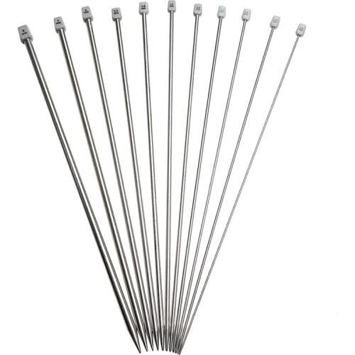 Knitting Needle Set Stainless Steel Rod Needle Set 25cm Long Sweater Knitting Crochet DIY Crafts Knitting Tools