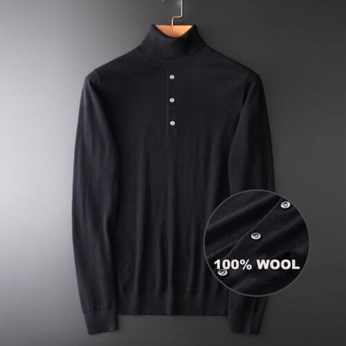 New Wool Sweater Men Luxury Turtleneck Solid Color Sweater Male Autumn And Winter Slim Fit Sweaters Man Plus Size 4XL