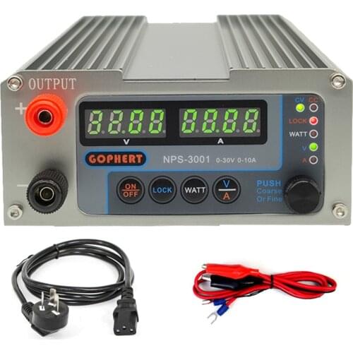 New Gophert NPS-3001 0-30V 0-10A Adjustable Digital Switching Power Supply 110/220VAC to 30VDC 10A Transformer replace CPS-3010