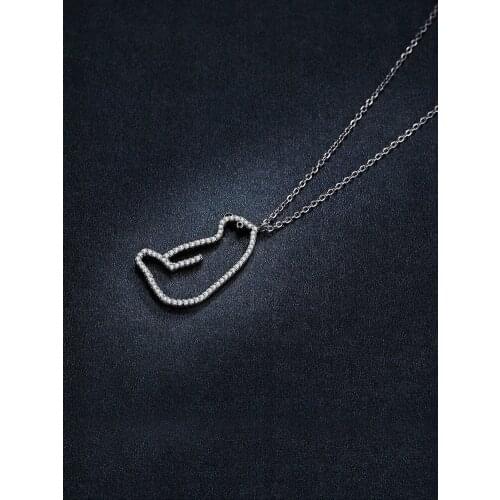 Cartoon Polar Bear Necklace s925 Silver Inlaid Zircon Cute Animal Clavicle Chain Jewelry