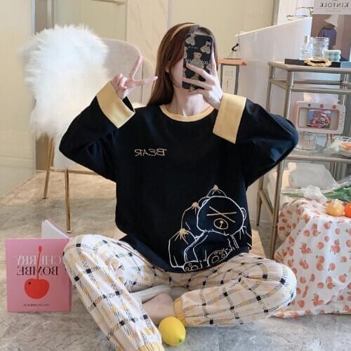 Women Sleepwear Spring Nightgown Plus Size Loose Version Pyjamas Cotton Nighty Cartoon Princess Style Pajama Set