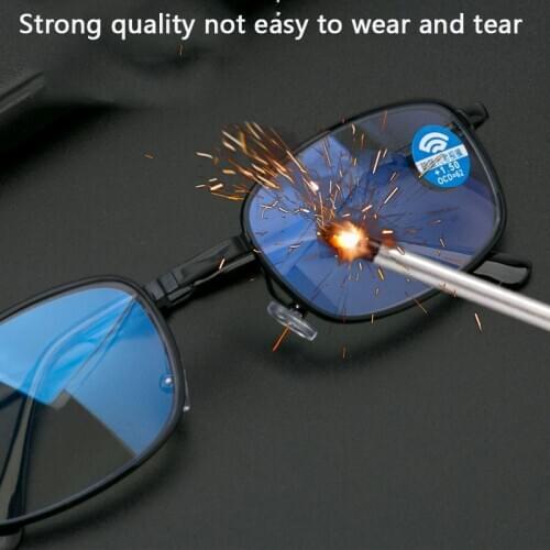 Portable Progressive Reading Glasses Men Women Computer Anti-Blu-ray Folding Adjustable Multifocal Presbyopic Eyeglasses 2.5