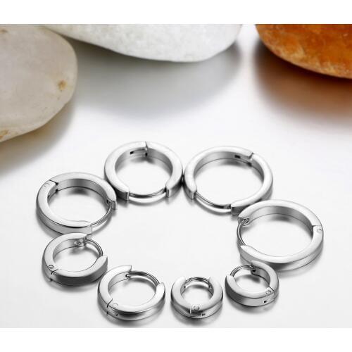 BONISKISS Simple&Fashion Hypoallergenic Earrings For Women Men Silver Color Jewelry Female Stainless Steel Earring Mans Bijoux