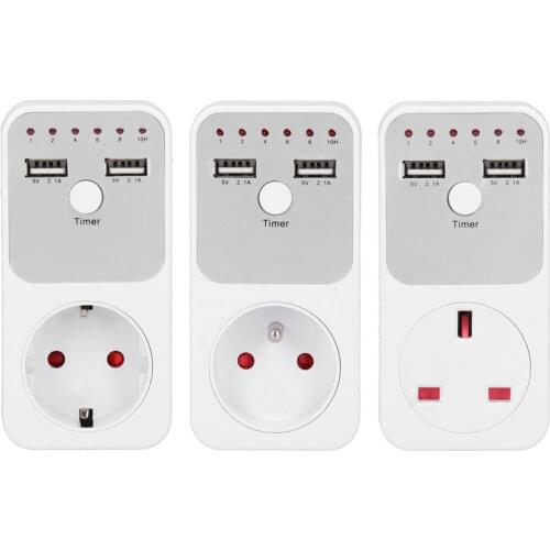 USB Smart Digital Countdown Timer Socket Outlet Plug-in Time Control 180~260V 13A for Computer Phone Charger