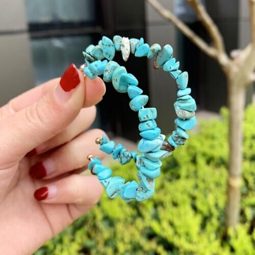 KOMi Bohemian Gravel Natural Turquoises Earrings Geometric Big C Shape Alloy Dangle Earrings For Women Fashion Jewelry A40506-7