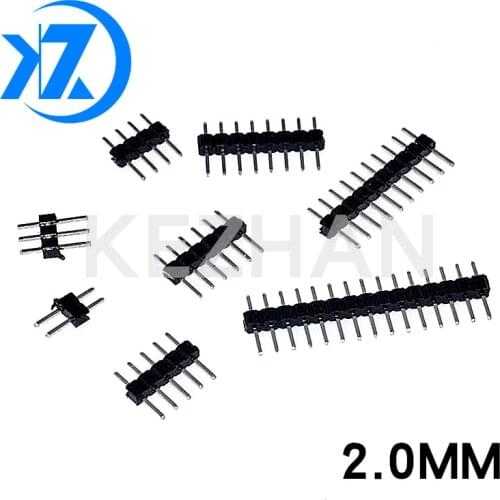10PCS/Lot 2.0mm Male Header Pins 1*2/3/4/5/6/7/8/9/10/12/15/20/40P 2mm Single Row Pin Header Strip Connector Gold-plated copper