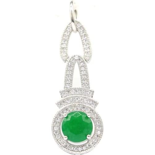 46x15mm Infinity Anniversar Real Green Emerald CZ For Women Dating 925 Sterling Silver Pendant