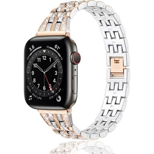 Bling bands for apple watch band 6 5 4 SE 40mm 44mm strap women bracelet for iwatch 3 38mm 42mm Jewelry watchbands silm correa