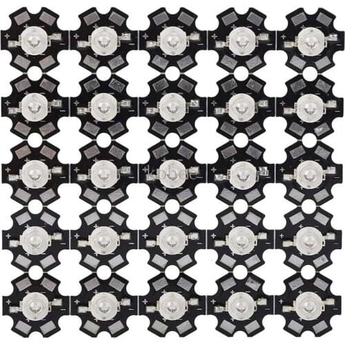 10pcs 1W 3W High Power LED Beads With 20mm White Black Star PCB Heatsink Full Spectrum White Green Blue Deep Red 660nm Yellow