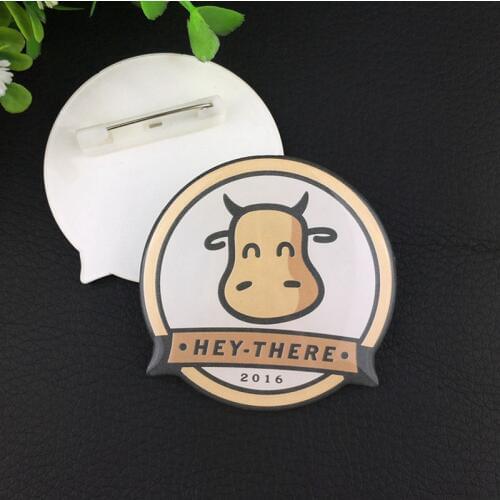 10pcs 50*50mm tags custom logo round button badge name tags pin badge holder with epoxy face Any shape name tags