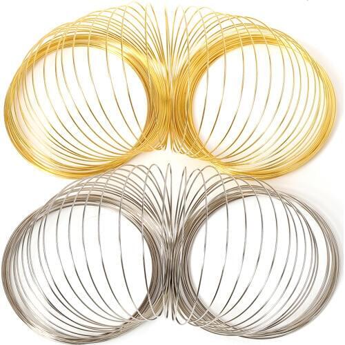 100 Loops Gold Memory Beading Steel Wire Dia 55/60/115mm Metal Wire For Jewelry Making DIY Handmade Bracelet Earring Accessories