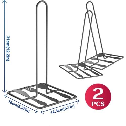 2PCS Mental Stand for Roll Paper Towels Holder Bathroom Tissue Napkins Rack Home Kitchen Storage Accessories Black 31×16×14.5cm