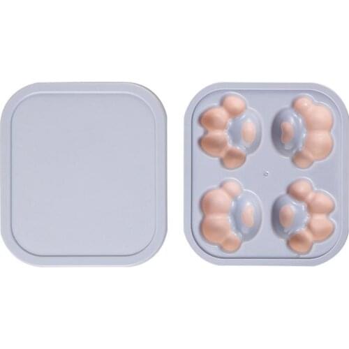 4 Cell Silicone Ice Cream Mold Ice Pop Mold Silicone DIY Cat Paw Shape Popsicle Mold Ice Cream Mold with Lid