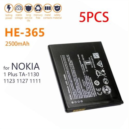 5PCS Genuine Battery For Nokia 1 Plus TA-1130 1123 1127 1111 HE365 2500mAh Smart Mobile Phone In Stock With Tracking Number
