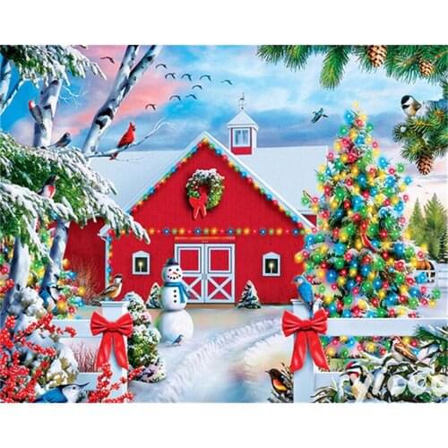 5D Diamond Painting Full Square/Round Christmas House Diamond Mosaic Embroidery Christmas Rhinestone Picture Home Decor