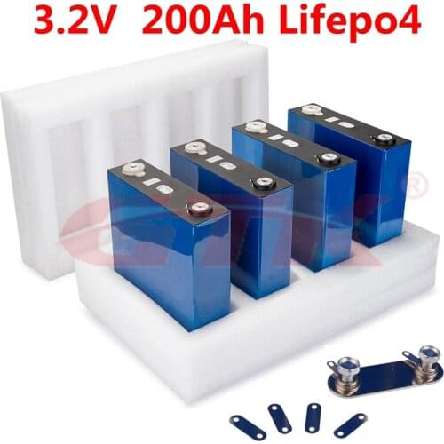 8pcs rechargeable 3.2V 200Ah Lifepo4 lithium battery 2C discharge for 12v 24v RV electric car buses mortorcycle battery pack diy