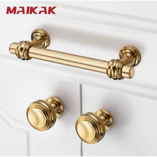 American PVD Zinc Alloy Drawer Handles Dresser Knobs Kitchen Cabinet Handles gold handles