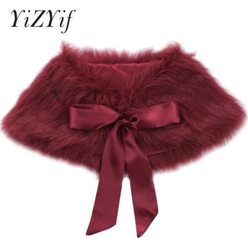 YiZYiF Girls Faux Fur Bolero Shrug Princess Pageant Wedding Wrap Jacket Jacket Cloak Princess Cape Accessories girls Shrug Wrap