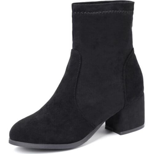 Big Size 10 11-14 boots women shoes ankle boots for women ladies boots shoes woman winter Suede sleeve thick with round head