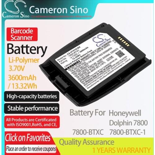 CameronSino Battery for Honeywell Dolphin 7800 fits Dolphin 7800-BTXC 7800-BTXC-1 Barcode Scanner battery 3600mAh/13.32Wh 3.70V