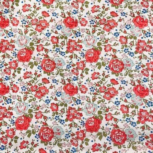 RED 80S Like Liberty Cotton Poplin Fabric For Kids Baby Sewing Cloth Dresses Skirt DIY Handmade Patchwork Meter 2021