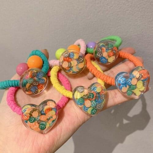 Children Cartoon Cute Hair Ties Elastic Hair Band For Girls Candy Color Rainbow Sequins Hair Accessories Headbands Hair Bands