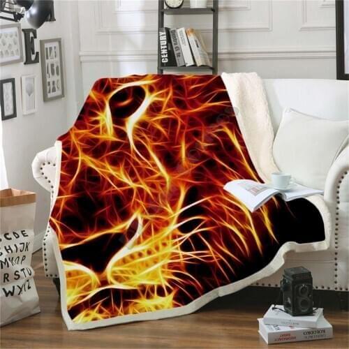 Flame Lion Fleece Blanket 3D printed Sherpa Blanket on Bed Home Textiles Dreamlike HOME ACCESSORIES 02