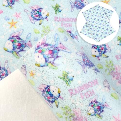 20*33cm Fish Glitter Faux Synthetic Leather Fabric For Bow-knot Bags Wallet Earring Phone Case Scrapbook DIY,1Yc15413