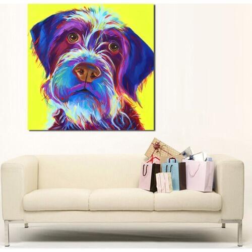 JQHYART Animal Oil Painting Cute Dog Wall Art Canvas Decorative Living Room Painting Wall Painting Picture No Frame