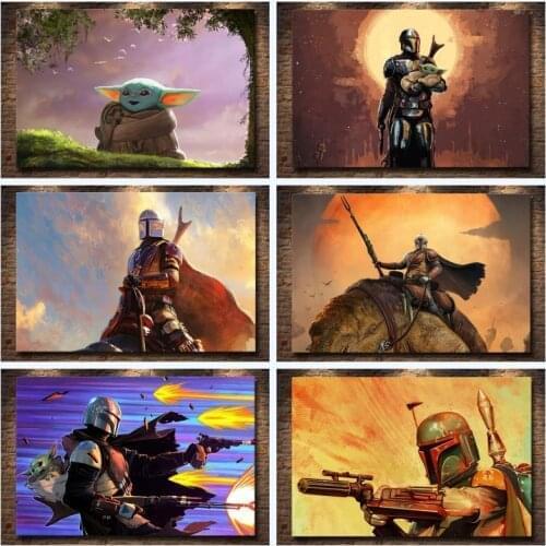 Classic Popular American Drama Science Fiction Tv Series The Mandalorian Canvas Painting Poster Art Pictures Living Room Decor