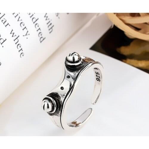 Evimi 925 Sterling Silver Punk Rings for Women INS Fashion Vintage Handmade Frog Animal Geometric Party Jewelry Gifts