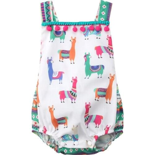 Summer Cute Baby Girls Aminals Tassel Romper Jumpsuit Outfits Sunsuit Clothes